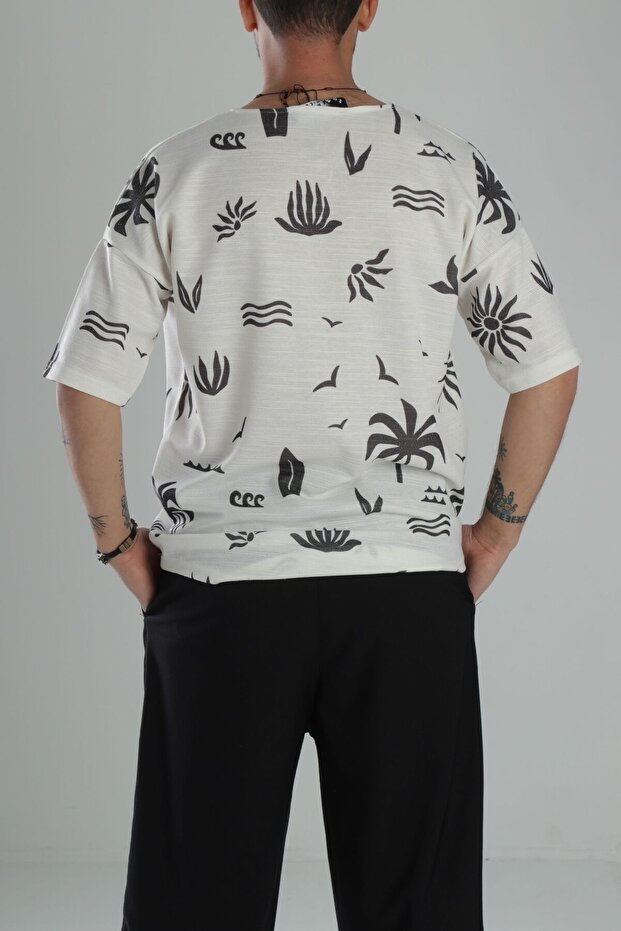 Boho Patterned Oversize T-Shirt - 4