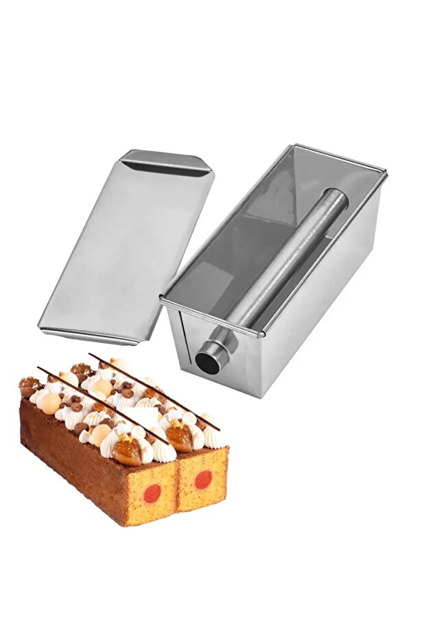 25 cm Rectangular Tubular Travel Cake Mold - Stainless Steel Scraper Gift