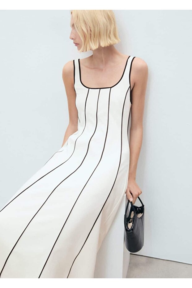 Çizgili pamuklu elbise - 5