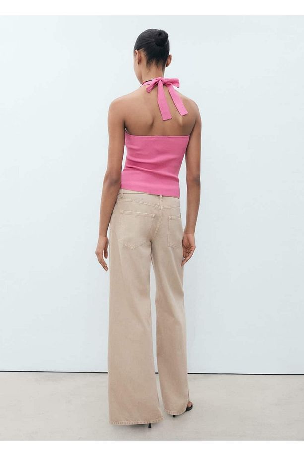 Halter yakalı örgü bluz - 4