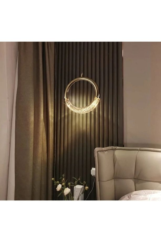 Tekli Sarkıt Led Luxury Led Avize Yatak Başı Ayna Önü Sarkıt Gold Led Avize Modern Led Luxry Avize - 2
