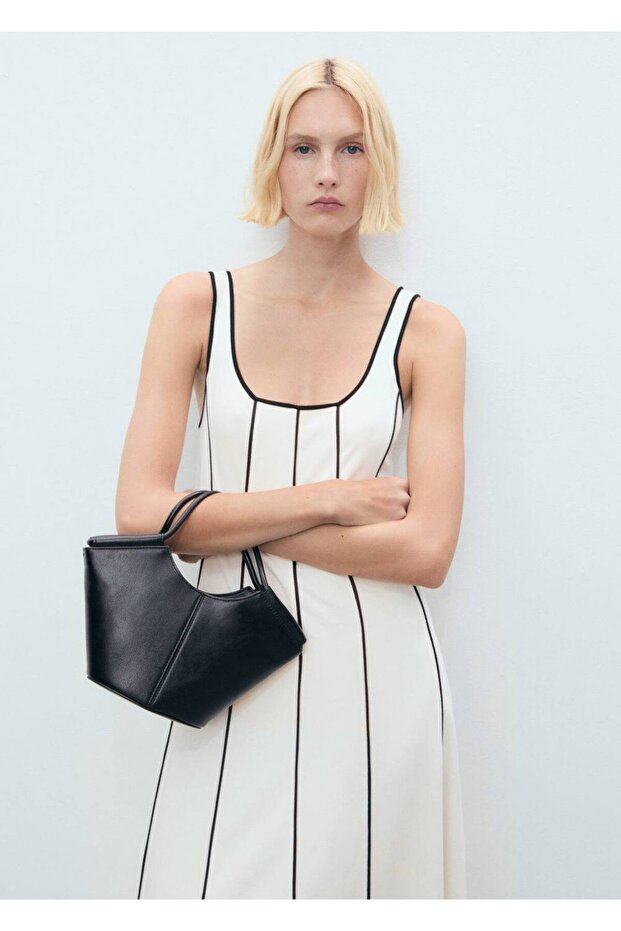 Çizgili pamuklu elbise - 1