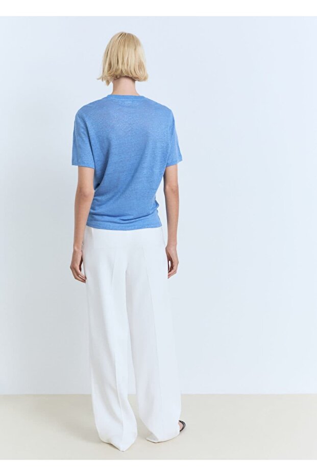 Kısa kollu keten tişört - 4