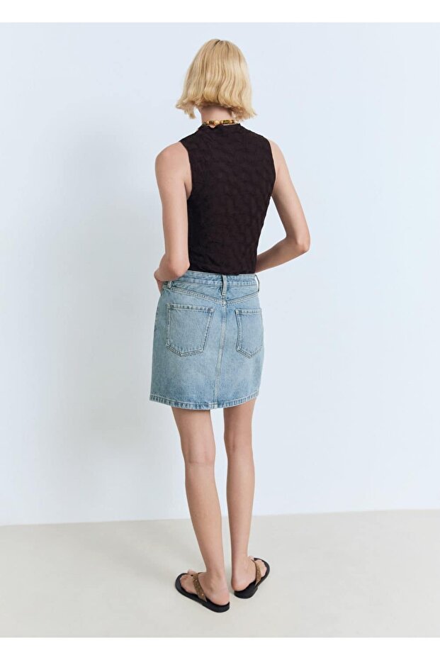 Kısa denim etek - 4