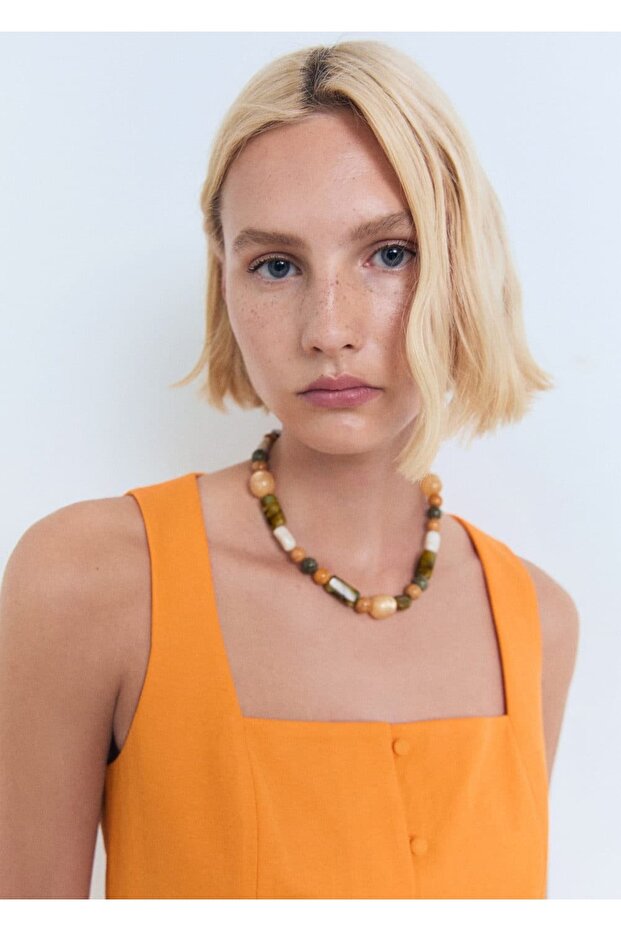 Düğmeli pamuklu bluz - 7