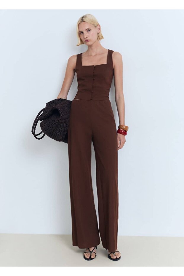 Düğmeli pamuklu bluz - 2