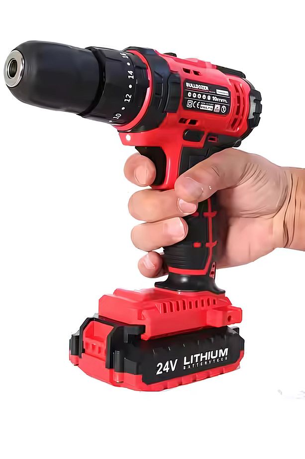Profesyonel Kaliteli 24 Volt Şarjlı Darbeli Matkap Seti 24 Parça Uç Setli Dayanıklı Kırmızı Matkap - 6