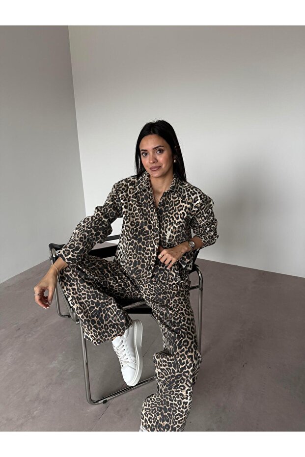 مجموعة بالازو منقوشة بنقشة الفهد - 5