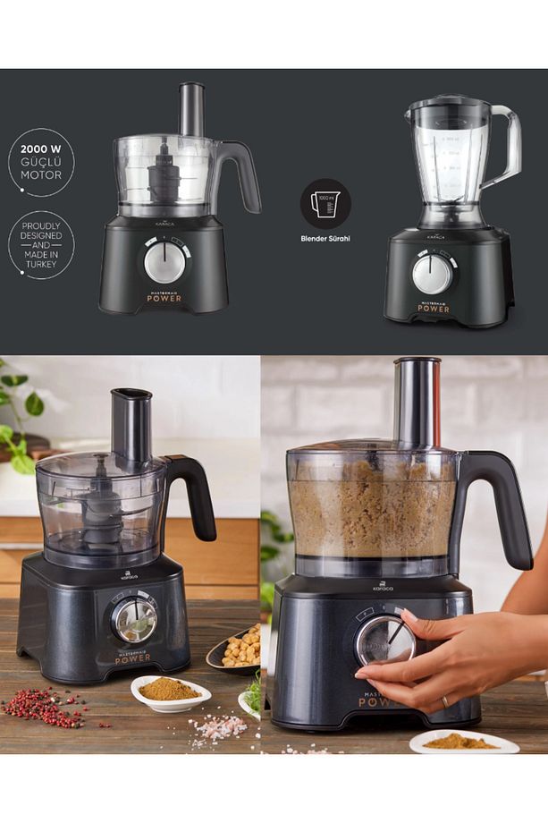 Rendeleme, Dilimleme, Yoğurma ve Çırpma 10 Ürün 1 Arada Mutfak Robotu, Blender Seti 2000w - 1