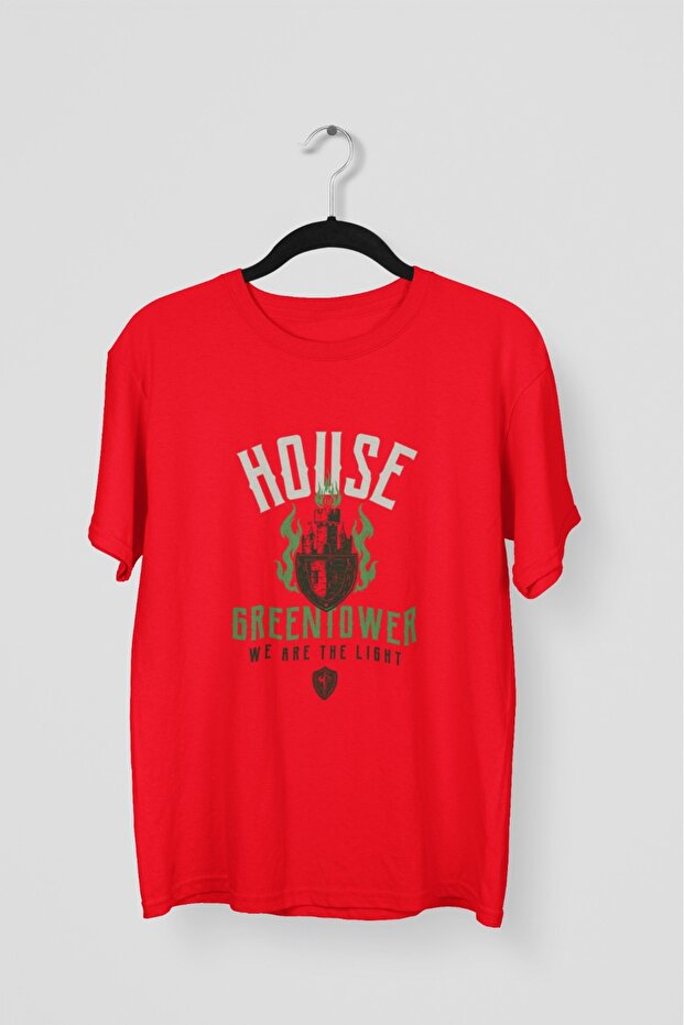 Men/Women -House Green Tower- Transfer Printed Round Neck Short Sleeve Tee