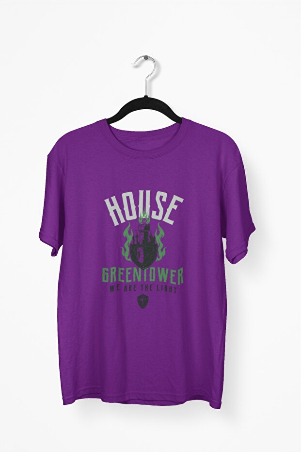 Men/Women -House Green Tower- Transfer Printed Round Neck Short Sleeve Tee