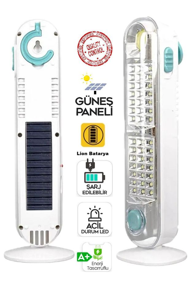 Ledli Solar Işıldak Güneş Enerjili Şarjlı Kamp Feneri 42Led'li Deprem El Feneri Taşınabilir Işık - 1