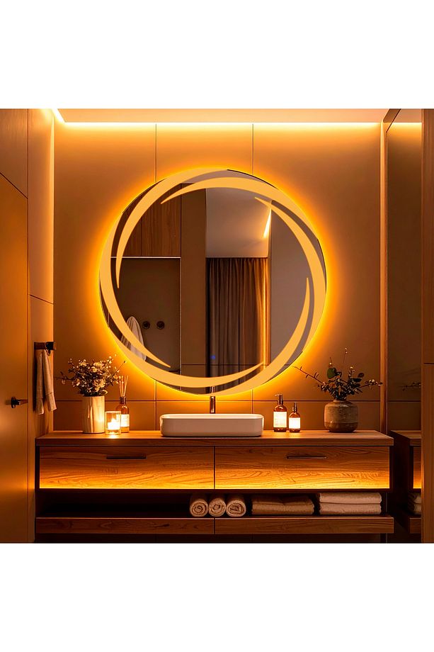 Whirilwind Amber Led'li Lazer Kumlamalı Lavabo & Banyo Aynası (Dokunmatik Sensörlü) - 1
