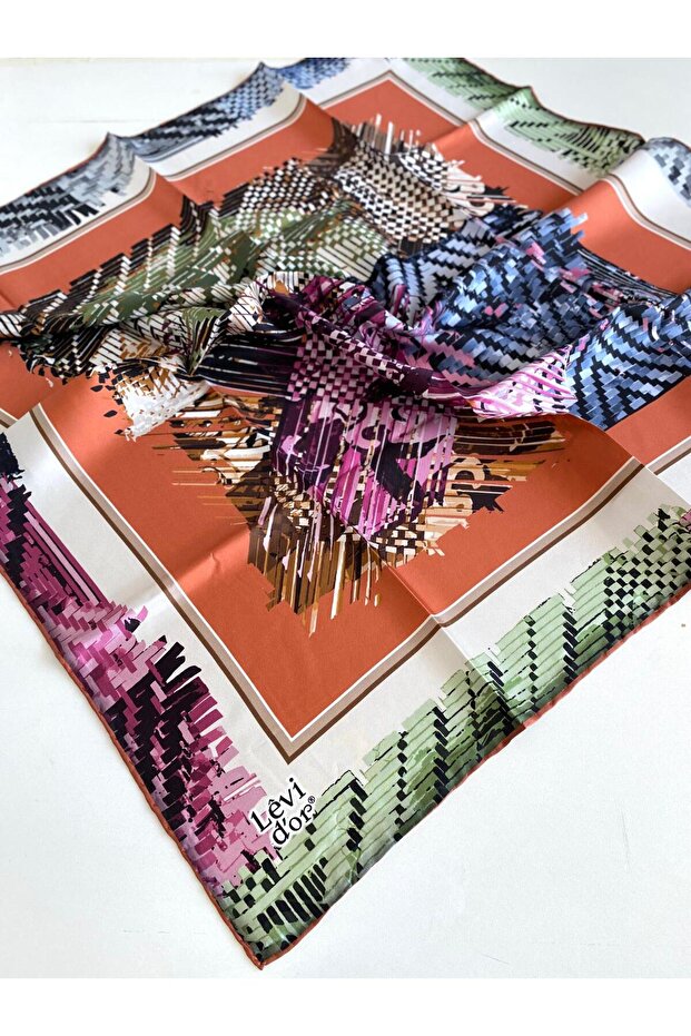 وشاح حرير تيفيل 46963 نمط برتقالي مختلط - 1