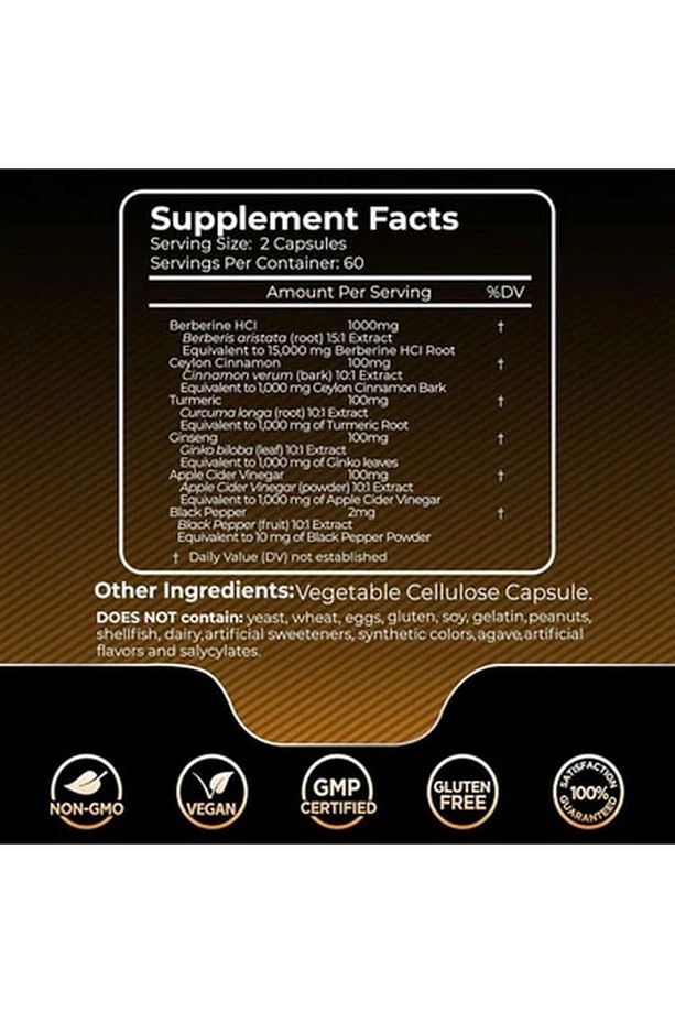 WellneesLabs Liposomal Berberine + Ceylon Cinnamon+Turmeric + Ginseng + Ginkgo biloba 15,000mg – 120 - 3