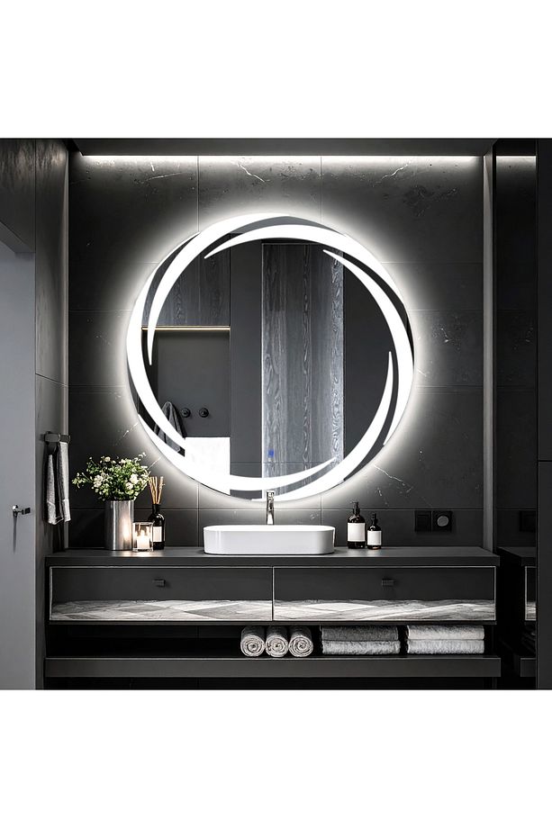 Whirilwind Beyaz Led'li Lazer Kumlamalı Lavabo & Banyo Aynası (Dokunmatik Sensörlü) - 1
