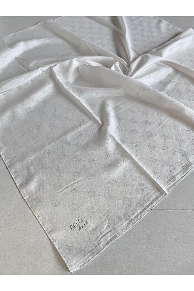 وشاح جاكار Monogram الطازج 2-71 نمط Monogram الأبيض - 1