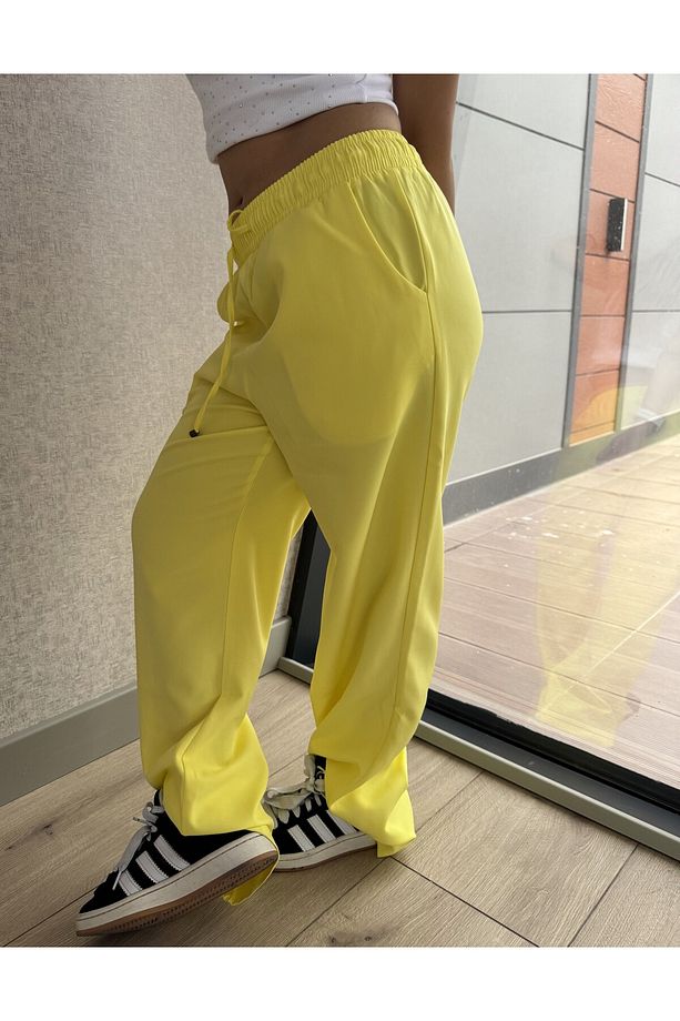 Neon Baggy Yüksek Bel Esnek Bol Paça Eşofman Altı - 2