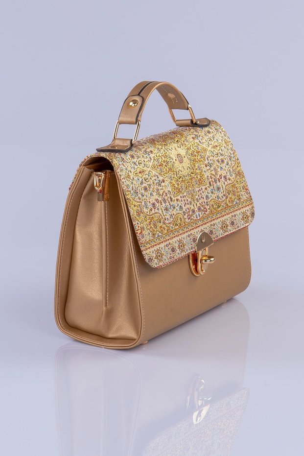 Women's Ethnic Bohemian Patterned Woven Cover Hand and Shoulder Bag with Chain Strap Crossbody Daily Bag