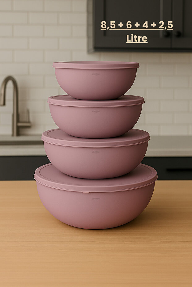 Set of 4 Large Size Storage Containers – Dough Basin with Soft Lid & Flour and Ration Storage Container - Bowls - 1