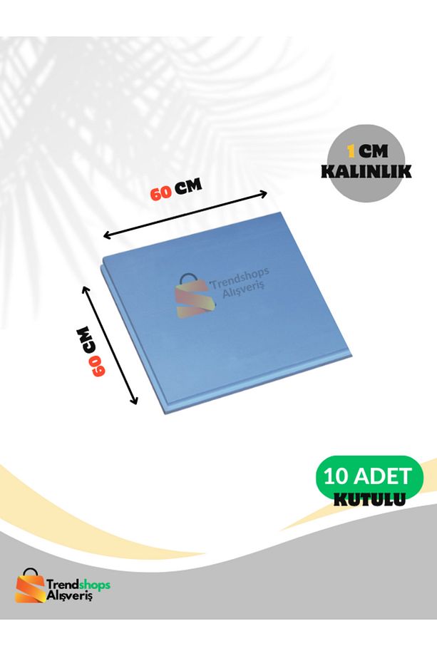 TSA - 10 Adet 1cm Strafor 28-30dansite Sert Xps Mavi Levha Köpük 60cmx60 Cm Kutulu - 1