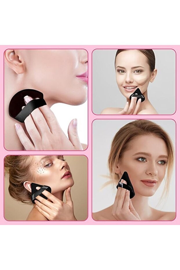 Soft Fluffy Washable Triangular Makeup Sponge with Strap (4-Pack) - 2