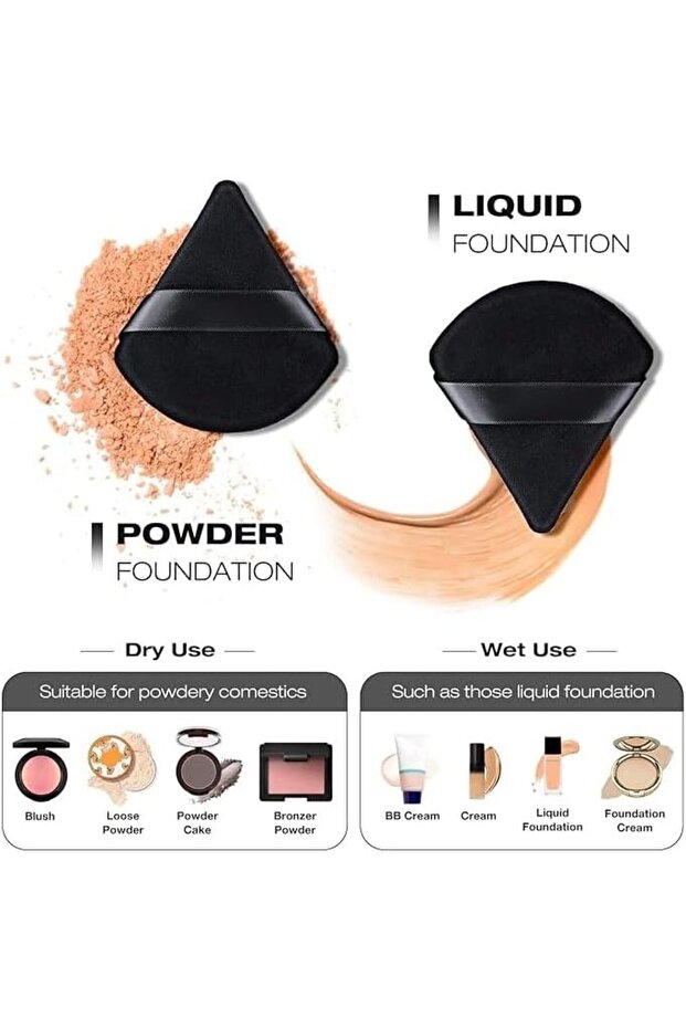 Soft Fluffy Washable Triangular Makeup Sponge with Strap (4-Pack) - 3