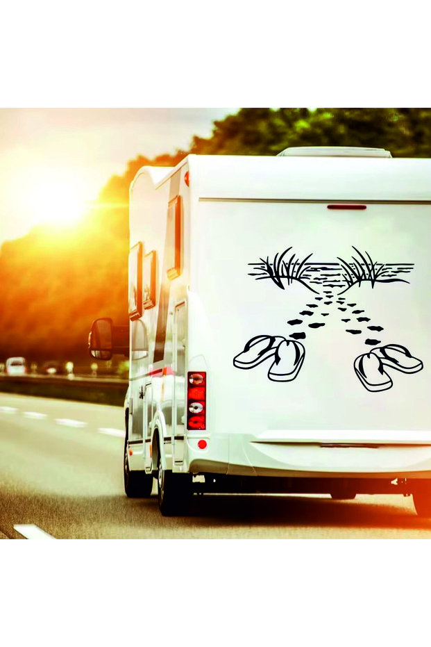 Slippers Beach Sea Caravan Car Sticker (73X56 cm)