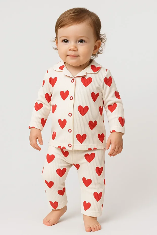 Heart Big Pattern Kız Bebek 2’li Pijama Takım - 1