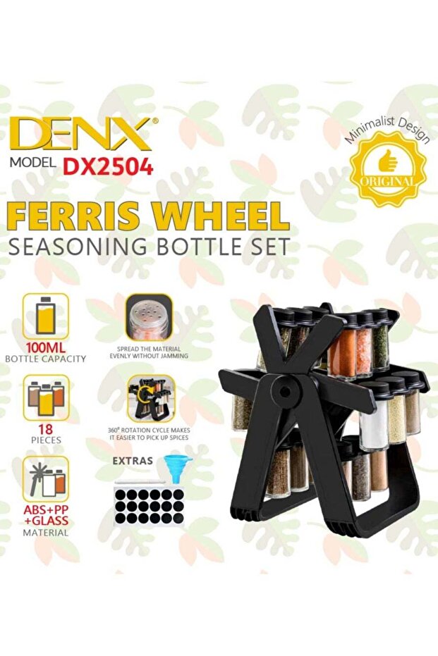 Revolving Spice Organizer with 18 Japanese Spice Jars, Spice Jar Set with 18 360 Degree Rotating - 1