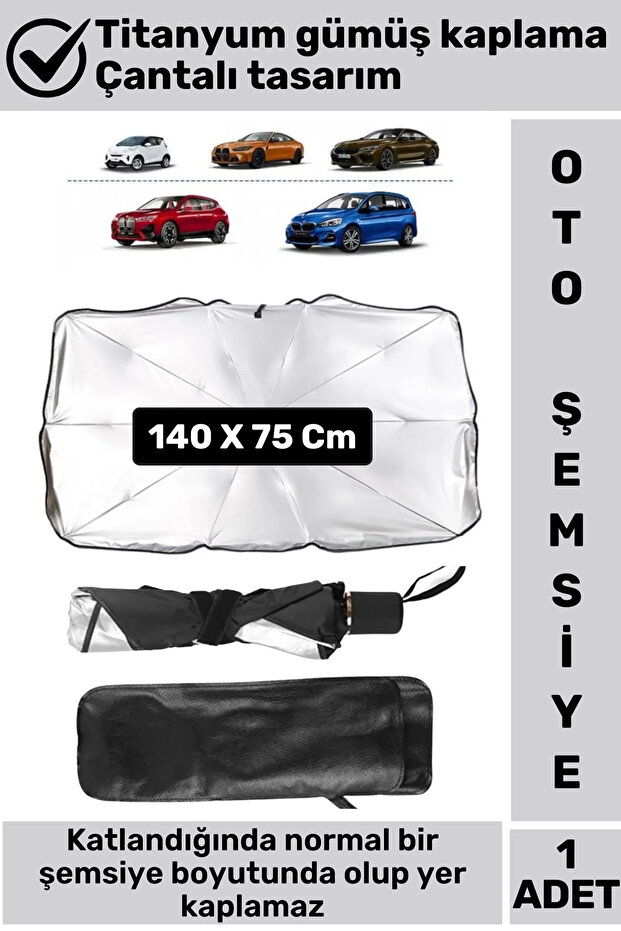 Premium Titanium Silver Coating Long Lasting Uv Protective Car Interior Windshield Umbrella Sunshade