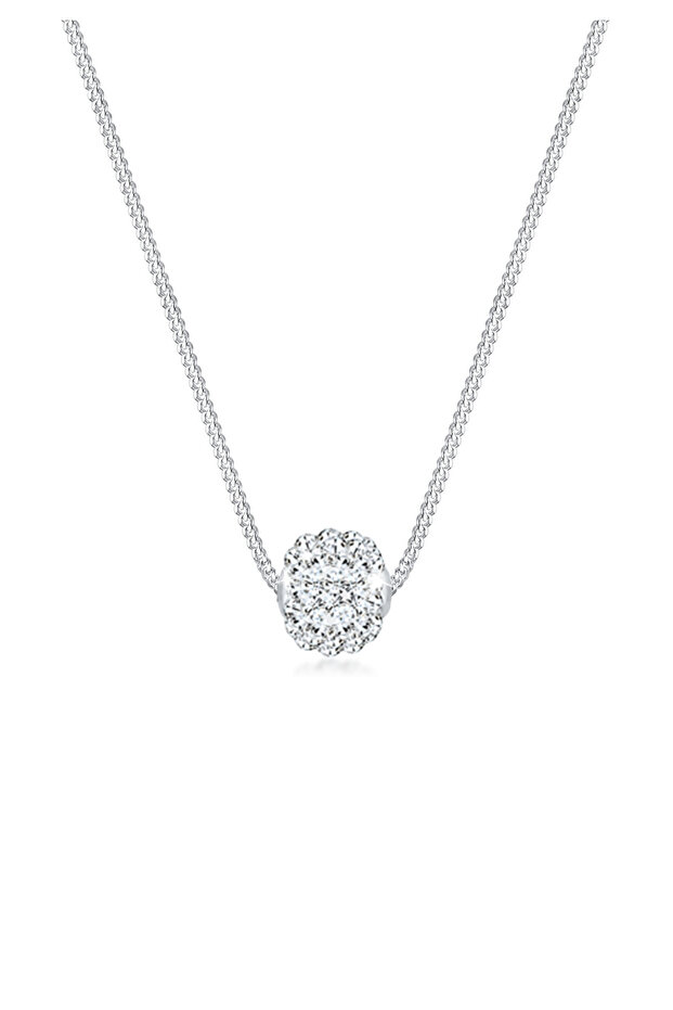 Dámský náhrdelník s kuličkou a přívěskem s krystaly ze sterlingového stříbra 925 - 1