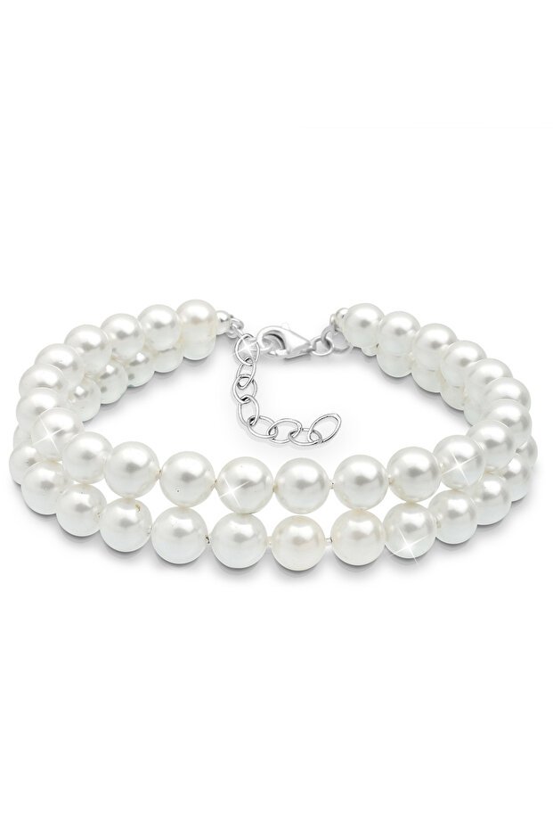 Náramok s mušľovými perlami, striebro 925 - 1