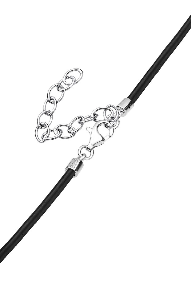 Necklace Kreuz Symbol Anhänger Echtleder Oxid 925er Silber - 5