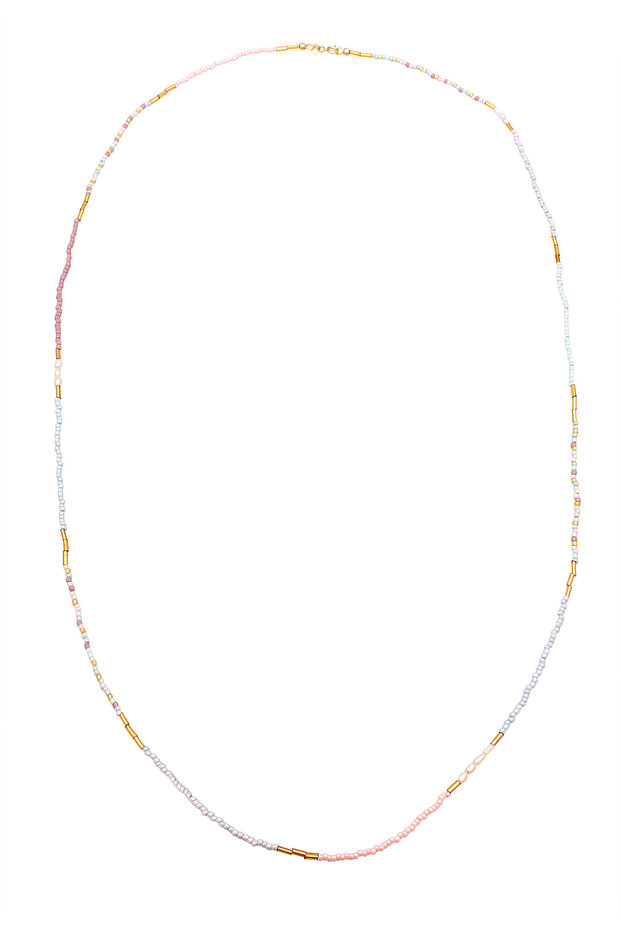 Dámský náhrdelník ze skleněných perel s kultivovanými sladkovodními perlami ze sterlingového stříbra 925, pozlacený - 2