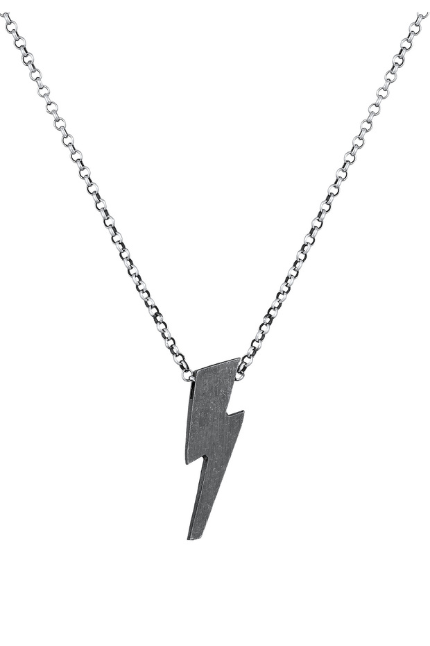 Pánský náhrdelník s přívěskem blesk, oxidovaný, použitý vzhled, trendy, stříbro 925 - 2