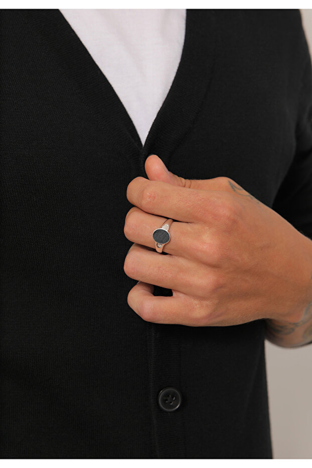 Ring Herren Siegelring Massiv in 925 Sterling Silber - 5