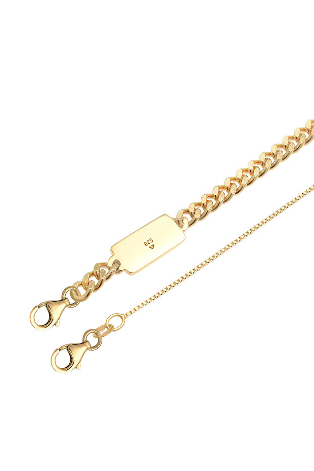 Halskette Herren Set Panzerkette Venezianerkette Basic Blogger Trend in 925 Sterling Silber - 5