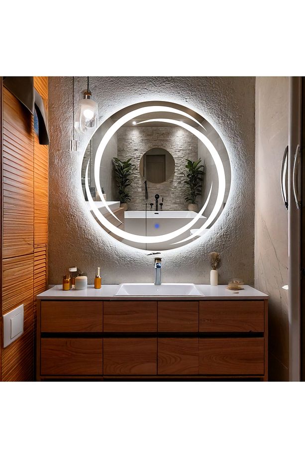 Flux Beyaz Led'li Lazer Kumlamalı Lavabo & Banyo Aynası (Dokunmatik Sensörlü) - 3