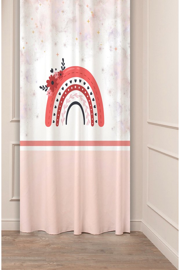 Special Design Rainbow Star Cloud Patterned Digital Printed (Single Wing) Children's Room Bohemian Background Curtain