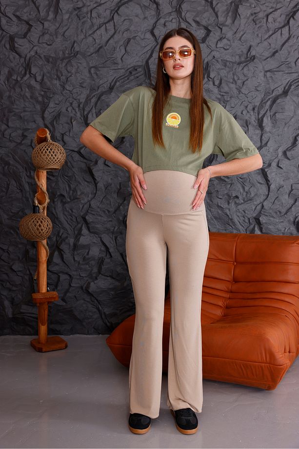 Hamile&lohusa Viskon Yumuşak Kumaş Ispanyol Paça Pantolon - 5