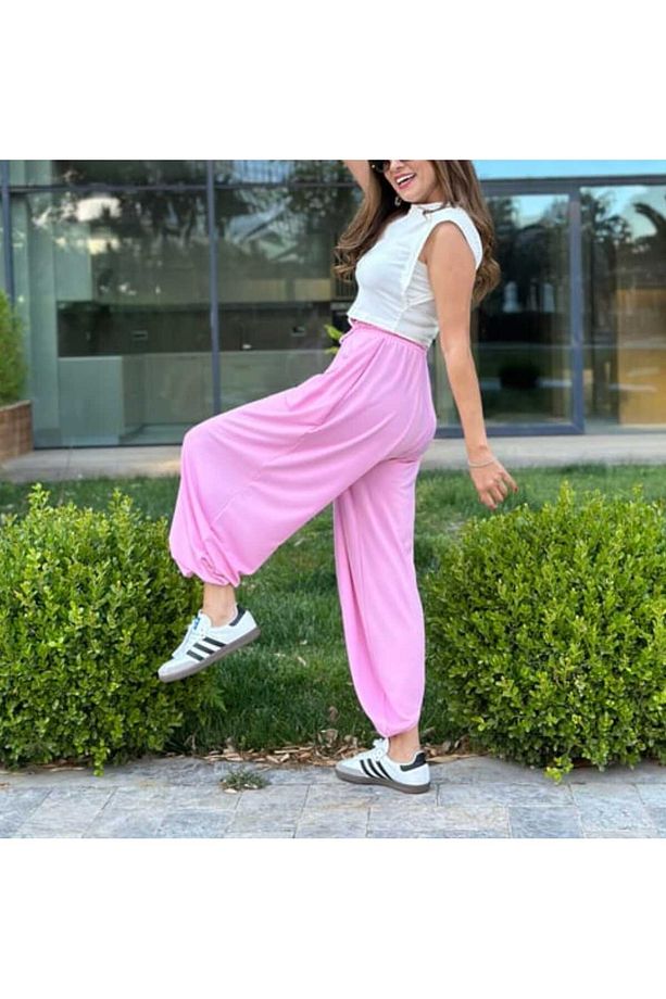 YUMUŞAK DOKU BELİ LASTİKLİ ŞALVAR PANTOLON - 2