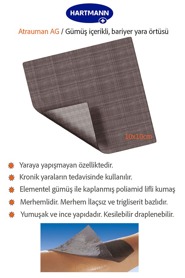 N Atrauman Ag 10x10 Gümüş İçerikli Yara Örtüsü 10 Adet 1 Kutu - 2