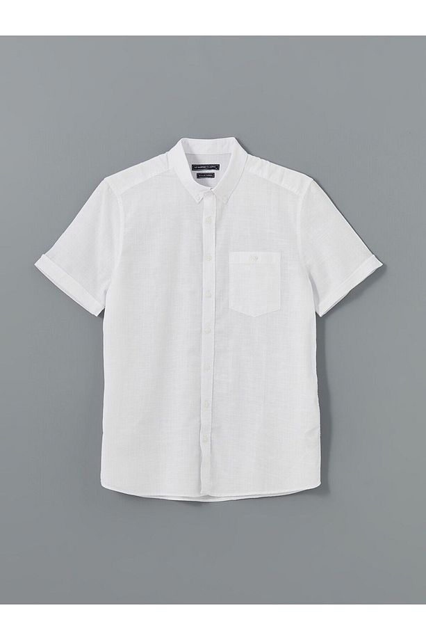 Regular Fit Keten Karışımlı Erkek Gömlek - 5