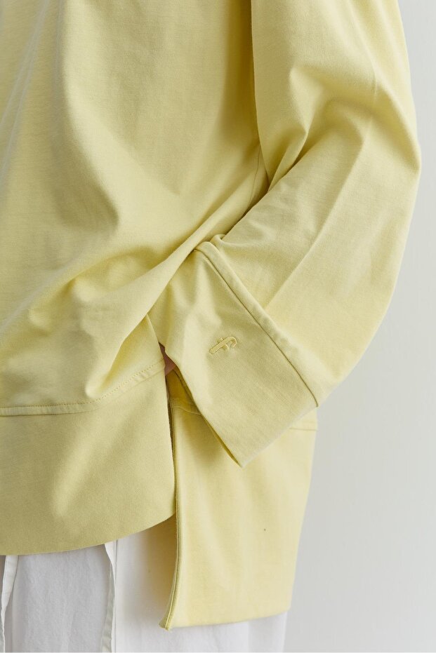 Kalın Katlamalı Sweatshirt Sarı - 7