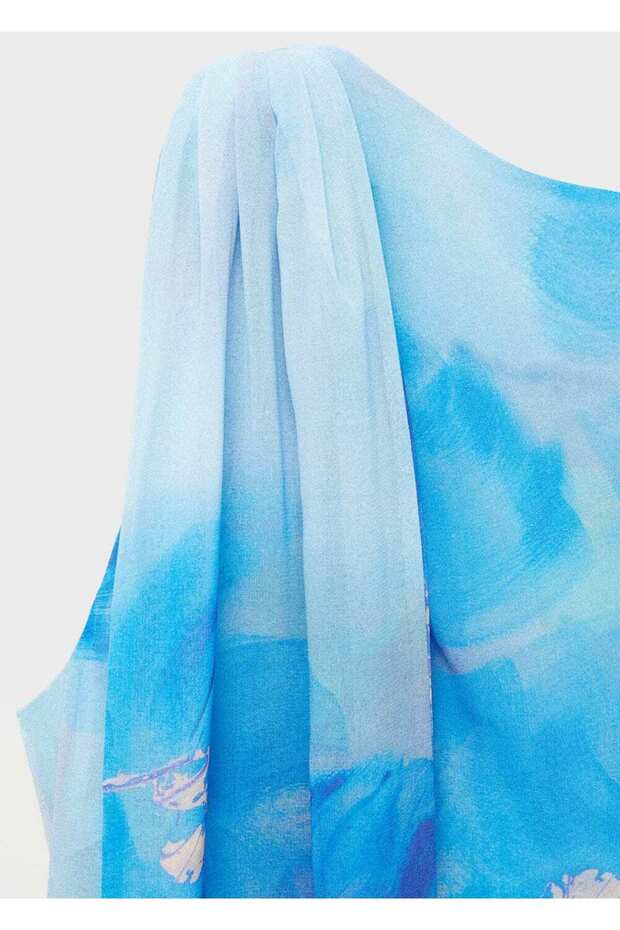 Çiçekli bağ detaylı bluz - 7