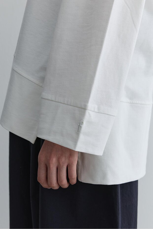 Kalın Katlamalı Sweatshirt Ekru - 6