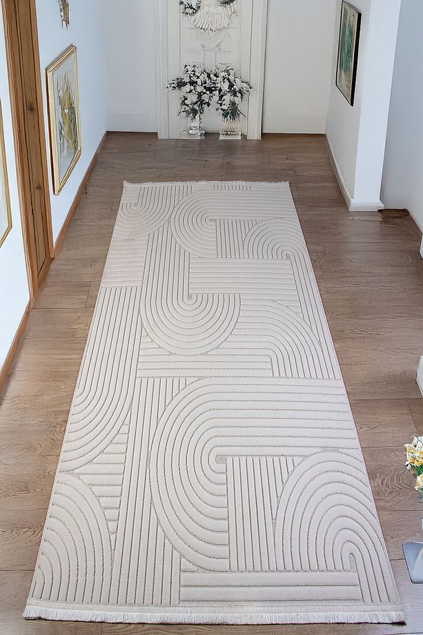 Krem Ekru Bohem İskandinav Modern Saçaklı Doğal Pamuk Taban Salon Koridor Çocuk Oturma Odası Halı - 4