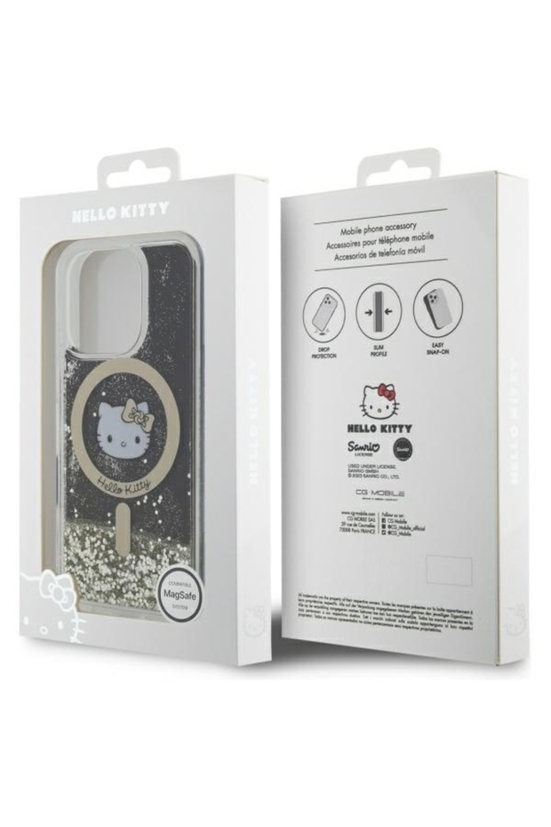 Case for iPhone 16 Pro, Hardcase Liquid Glitter, Hello Kitty - Black - 7