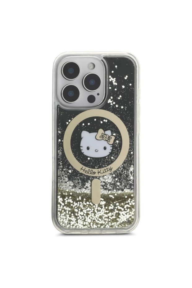 Case for iPhone 16 Pro, Hardcase Liquid Glitter, Hello Kitty - Black - 5